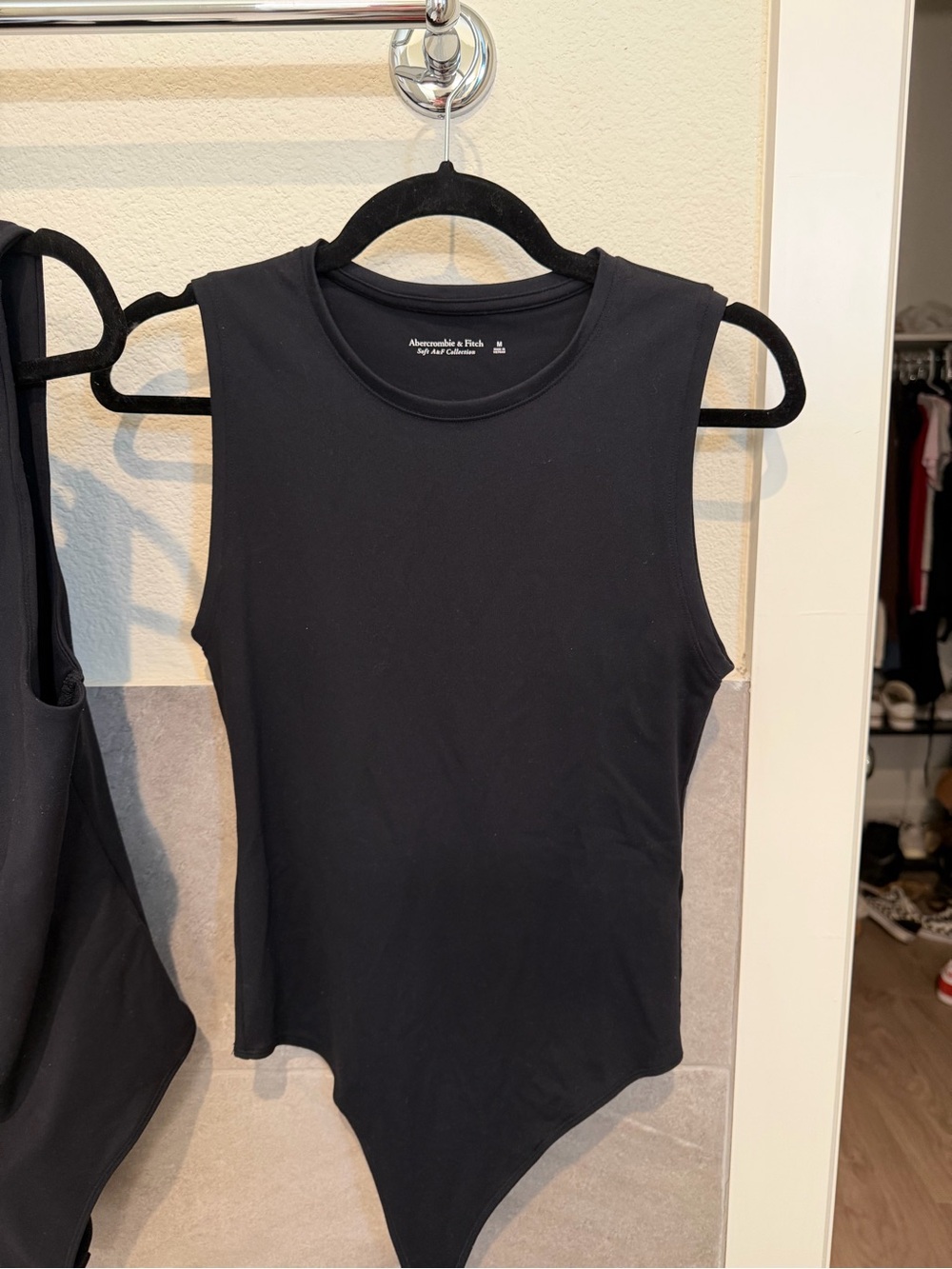 Abercrombie & Fitch Black Sleeveless Crewneck Bodysuit